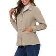 thumbnail image 4 of Chaquetas utilitarias para mujeres INSPIRE CHIC con cintura ajustable, bolsillos con solapa, chaquetas con cremallera y botón, color caqui claro, talla 2XL, 4 of 6