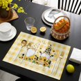 thumbnail image 3 of Gnomes Sunflowers Placemats Set of 4, Pastoral Botanical Yellow Plaid Placemats for Dining Table, Place Mats for Kitchen Tabletop, Waterproof Wipeable Dining Table Mats Set, 3 of 9
