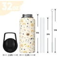thumbnail image 2 of 32oz Cats Water Bottles with Flip Straw & Spout Lid, Double Wall Stainless Steel Travel Sport Bottle, Cream Gym Gifts for Women Men (1PC), 2 of 6