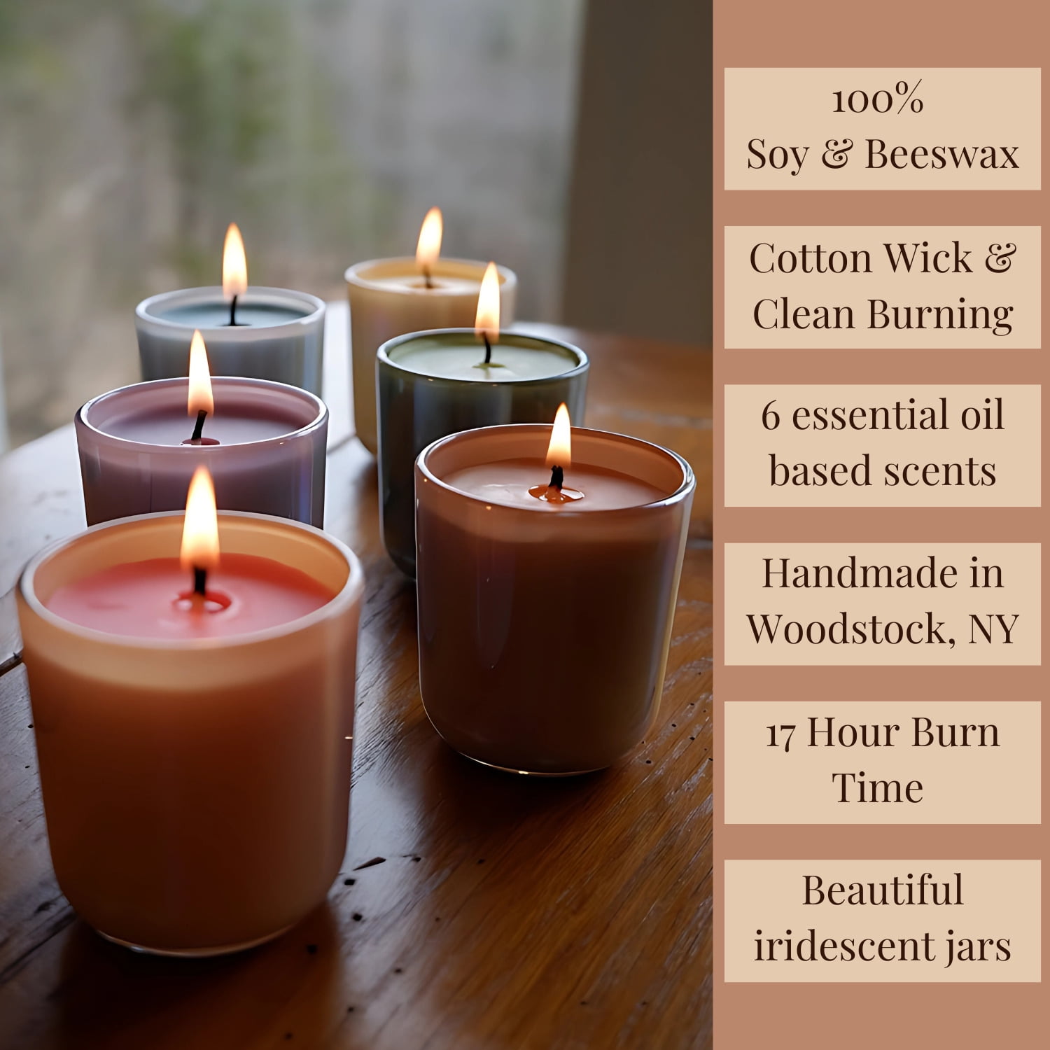 Candlestock Beeswax And Soy Wax Scented Iridescent Glass Jar Candles