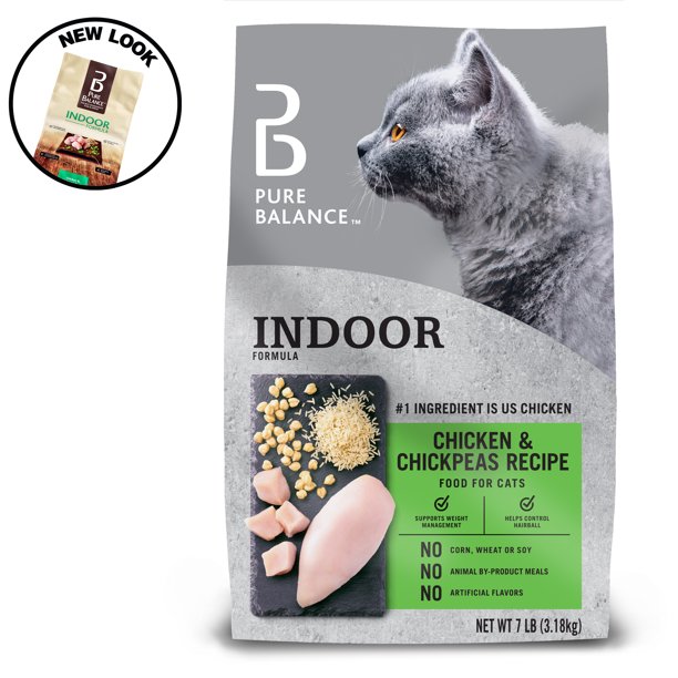 Pure Balance Indoor Formula Dry Cat Food, Chicken & Chickpeas, 7 lbs