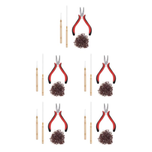 Goriertaly Efficient 500x Micro Link Rings Beads Plier Hook Pulling Needle Tools for Hair Extension Professionals 3 5Set