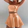 thumbnail image 2 of CHUMUD Skirt Sets for Women 2 Piece Outfits Summer Sleeveless Tube Top A-Line Mini Skirts Dance Club Party Shiny Set, 2 of 8
