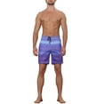 thumbnail image 2 of INSPIRE CHIC Men's Drawstring Waist Colorful Pattern Hawaiian Swim Board Shorts 34 Purple, 2 of 6