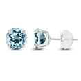 thumbnail image 2 of Decadence Genuine 10K Solid White Gold 4mm Round Natural Sky Blue Topaz December Birthstone Stud Earrings, 2 of 5
