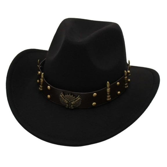 Men's Cowboy Hat Black Hats Classic Outdoor Fedora Hats Womens Hats Fashion One Size