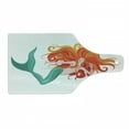 thumbnail image 1 of Underwater Cutting Board, Illustration of Red Haired Mermaid Romantic Imagination Theme, Decorative Tempered Glass Cutting and Serving Board, Wine Bottle Shape, Dark Orange Turquoise, by Ambesonne, 1 of 1