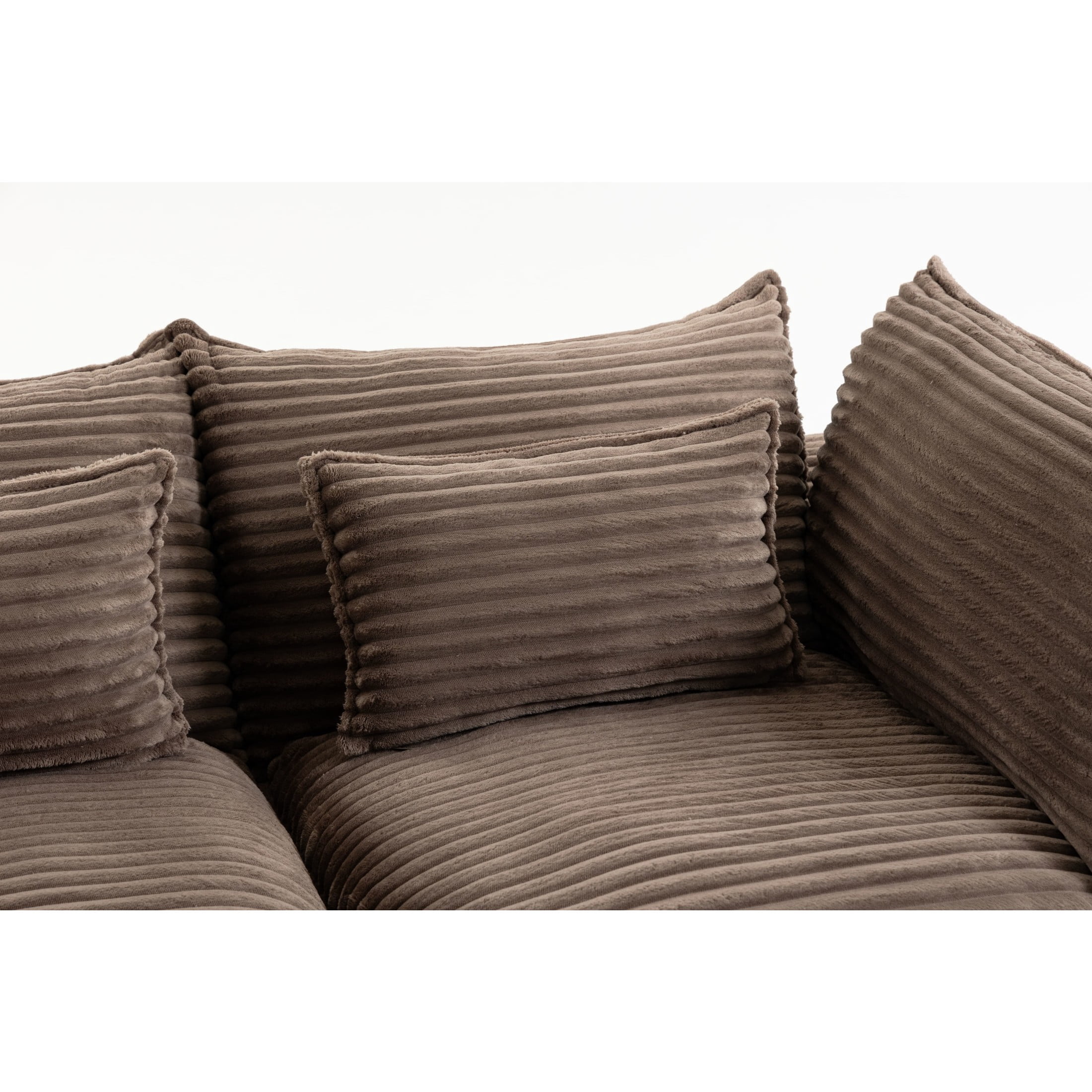 GDF Studio Lunas 129.8" Oversized Modular Corduroy Cloud Sectional Sofa, 4-Seat Comfy Couches with 2 Ottomans, Khaki