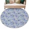 thumbnail image 2 of Blue Ocean Starfish Round Living Room Rugs 6 ft, Shell Coral Summer Vintage Linen Washable Area Rug with Non-Slip Sturdy Edge Binding Round Carpet for Kitchen Office Bedroom, 2 of 9