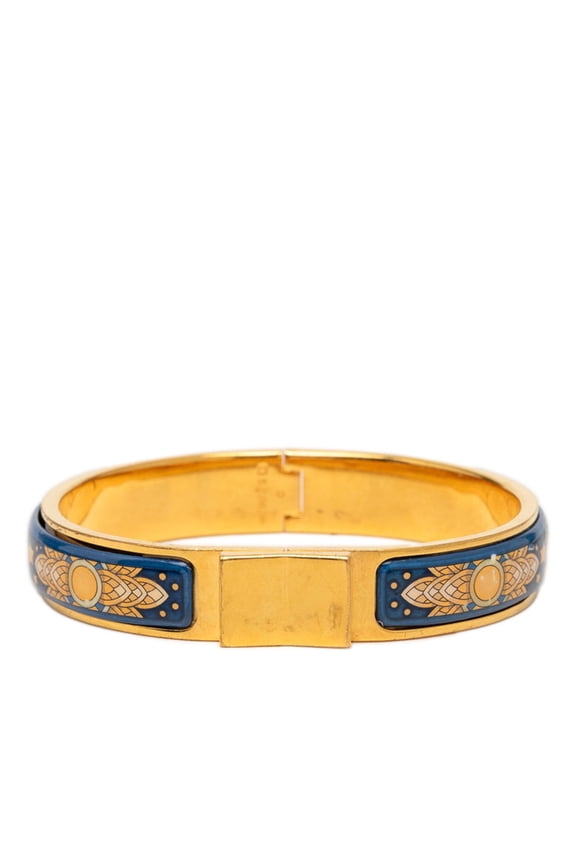 Pre-Owned Hermes Email PM Cloisonn Bracelet, Gold and Blue Plated, Women's