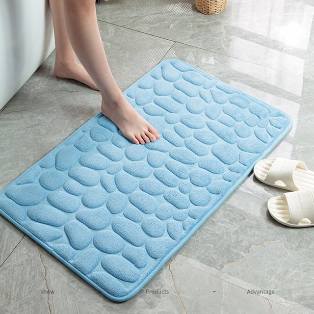 Super Water Absorbent Memory Foam Bath Mat Cobblestone Bathroom Rugs Machine Washable Bath Rugs 16 x 24 inch