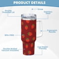 thumbnail image 5 of Lsque Strawberry Pattern 40 OZ Ice Bully Cup with Handle and Straw, Double Wall Stainless Steel Tumbler Travel Coffee Cup with Lid for Christmas Present, 5 of 8