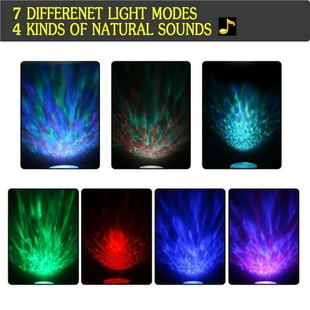 Ocean Wave Night Light Projector With Speaker - LED Mood Lamp For Kids & Adults, 12 Colors, Auto Shutoff, Waterproof 5 thumbnail image