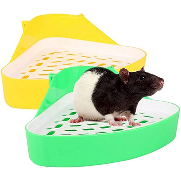 ShenMo Set of 2 small animal corner litter boxes with compartments for guinea pigs, hamsters