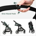 thumbnail image 3 of INFANS 2 in 1 Baby Stroller, High Landscape Infant Stroller, Foldable Pushchair with Adjustable Canopy, Cup Holder, Storage Basket, Suspension Wheels (Green), 3 of 8