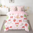 thumbnail image 2 of Feelyou 7-Piece Kawaii Ghost Twin Bedding Set, Kids Pink Bowknot Xmas, 2 of 7
