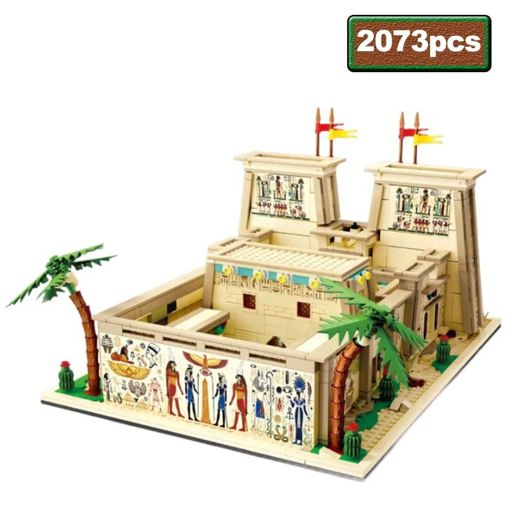 MOC Temple of Horus Building Blocks Set, 2073 Pieces Ancient Egypt Architecture Model Kit for Adults, City Street View Famous Houses Collectible Bricks