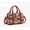 Brown, variant on Cute Bear Print Women Handbag Canvas Boston Bowling Shoulder Bag with Leather Trimmed Top Handles And Detachable Long Shoulder Strap