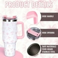 thumbnail image 3 of 40oz Pink Bow Tumbler with Handle Straw and Lid Coquette Bowknot Travel Tumbler Coffee Cup for Women Friend Holiday Birthday, 3 of 6