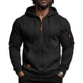 thumbnail image 2 of Mens Hoodies Zip Up Sweatshirt, Drawstring Hood Kangaroo Pocket Athletic Jacket, Casual Fall Winter Tops, 2 of 7