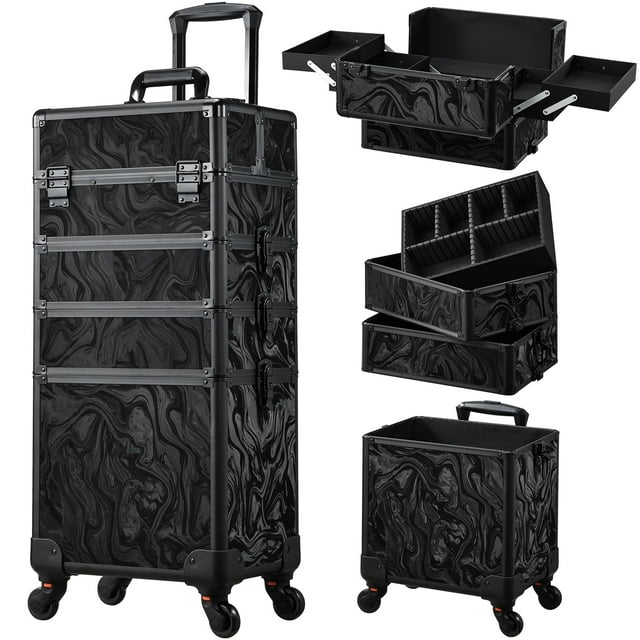 Estuche de maquillaje rodante Stagiant Cosmetology con ruedas y llave