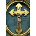 thumbnail image 2 of Framed Crucifix Religious Blue Gold Wood Polished Nickel Velvet 1900 22-147, 2 of 4