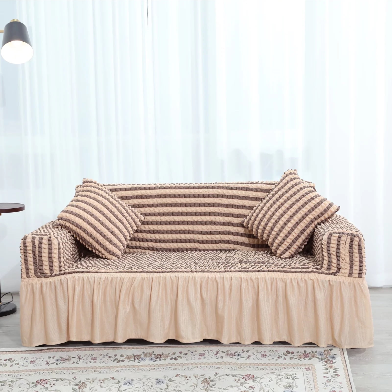 BUTORY Padded Sofa Cover for Leather Sofa Anti-Slip Seat Couch Cover with  Ropes Buckles Waterproof Sofa Slipcover Furniture Cushio 