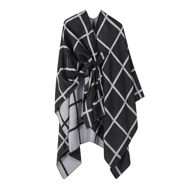 Cape Châle Tricotée Unie pour Femmes - Enveloppe Mode Automne Hiver Confortable