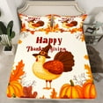 thumbnail image 2 of Manfei Happy Thanksgiving Twin Sheet Sets,Cute Turkey Twin Fitted Sheet,Rustic Pumpkin Maple Flat Sheet For Girl Kids,Luxury Bedroom Decor,3 Pieces, 2 of 7