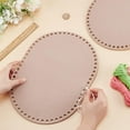 thumbnail image 3 of PH 2pcs Basket Bottom Felt Bag Bottom Reusable Bag Shaper Oval Crochet Basket Base for Knitting Yarn Basket Storage Bag DIY Weaving Crafts Home Storage 13.7x9.8 inch Hole: 9mm Light Salmon Salmon, 3 of 9