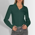 thumbnail image 2 of MIXUE Women Blouses Solid Color Shirt Linen Lapel Button Down Long Sleeve Slim Fit Fashion S Womens Summer Tops Activewear,Green,M, 2 of 4