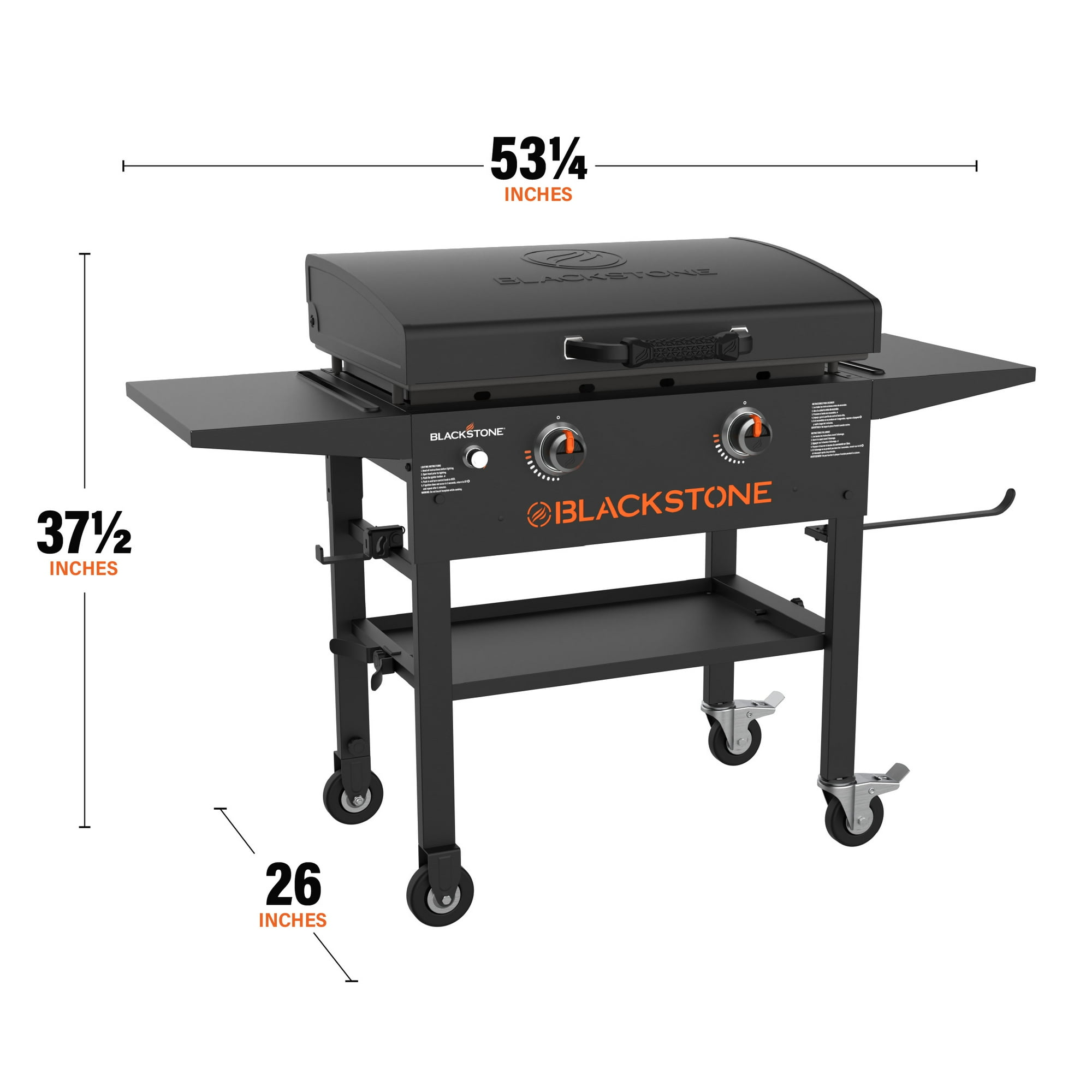 Blackstone Original Outdoor Griddle, 2-Burner 28” Propane Flat Top Grill with Hood, Black