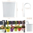 thumbnail image 3 of Juego de 6 macetas colgantes de metal para interior con gancho extraíble para decoración de jardinería, color blanco, 3 of 5