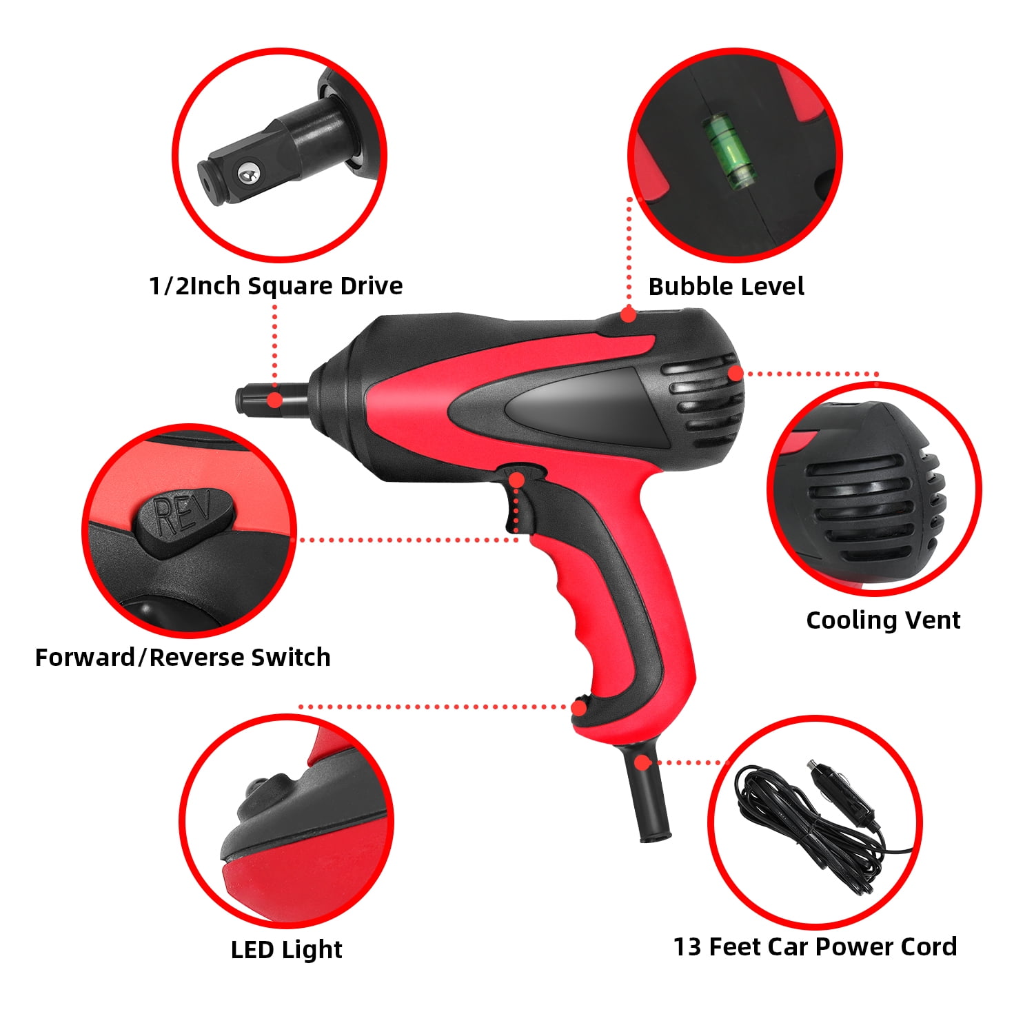 Buy FULLWATT Car impact wrench, 12 Volt Electric Impact Wrench Kit