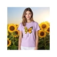 thumbnail image 1 of Blusa con Estampado de Mariposa y Girasoles – Diseño Único y Significativo Color Lila Talla Extra Grande Marca Emil SaEs, 1 of 4