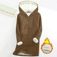 thumbnail image 3 of Scyoekwg Fleece Lined Hoodies for Women Winter Warm Tunic Sweatshirts Solid Color Hooded Long Sweatshirts Loose Pullover Tops (Khaki,XXL), 3 of 3