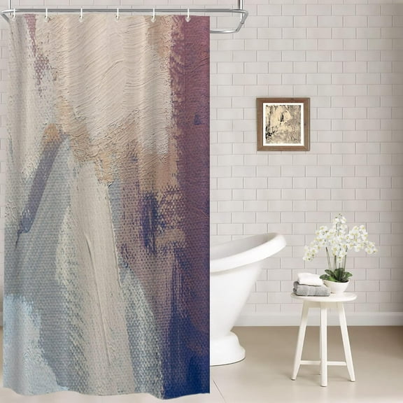 Multicolored Modern Abstract Decor Shower Curtain,Artists Oil Paints Closeup Bathroom Decor Polyester Fiber Plastic Rings Quick-Drying Waterproof for Bathtubs/Bathroom, 72x36 inches