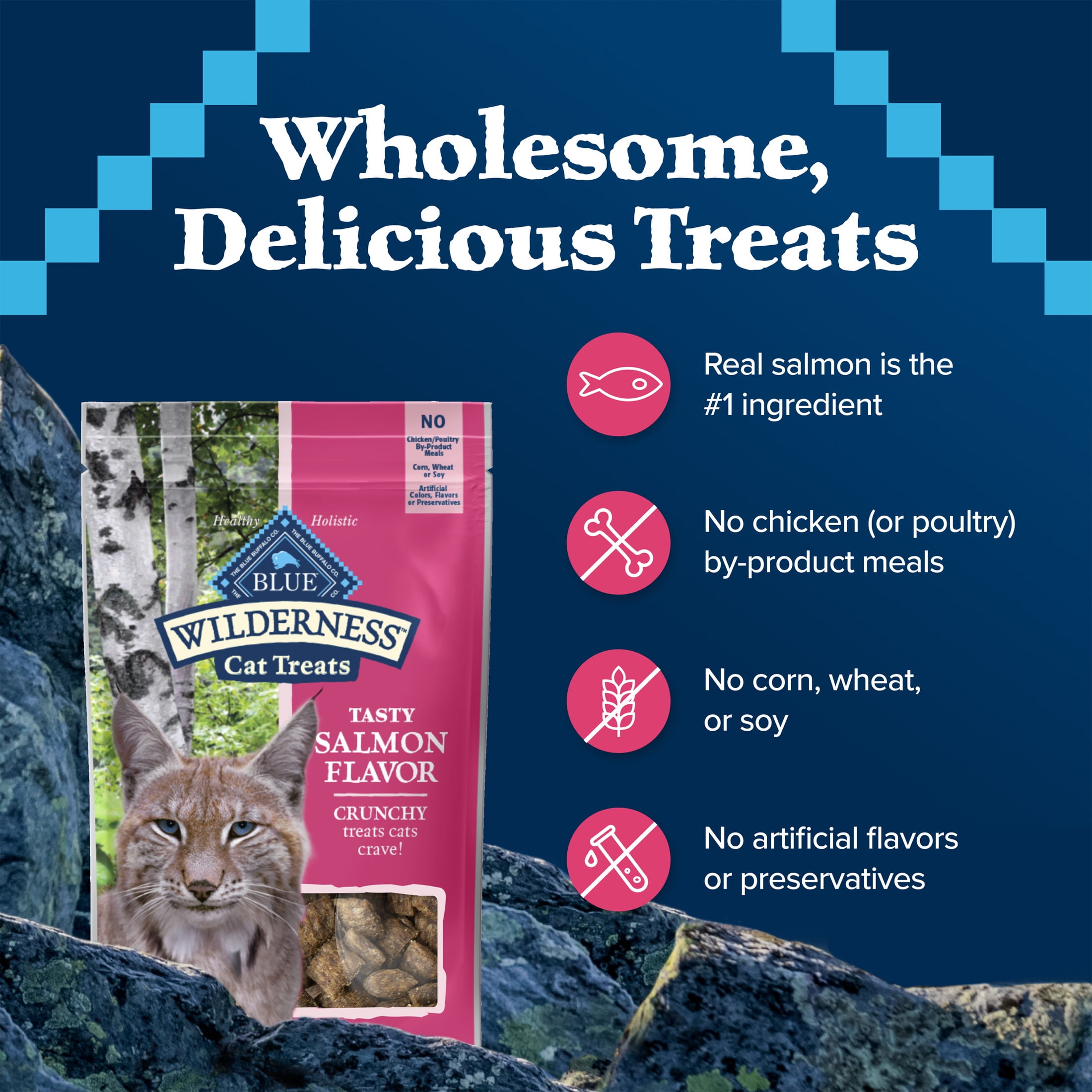 Blue Buffalo Wilderness Crunchy Cat Treats, Tasty Salmon Flavor, 2-oz. Bag