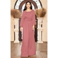 thumbnail image 3 of KOH KOH Long Sleeve Vintage Peasant Empire Waist Fall Winter Loose Flowy Fall Winter Casual Formal Abaya Tall Pleated Maxi Dress Gown For Women Cinnamon Rose Pink X-Large US 14-16 NT103, 3 of 6