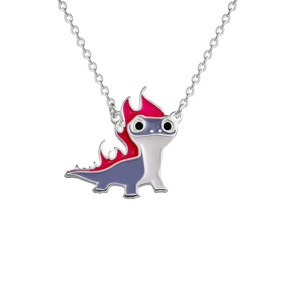 Disney Womens Frozen II Bruni Necklace 18" - Sterling Silver Necklace with Bruni Salamander Pendant - Frozen Jewelry Jewelry