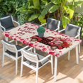 thumbnail image 2 of Valentine's Day Table Cloths for 3 Foot Rectangle Tables, Red Roses Car Love Hearts Romantic Burlap Patio Waterproof Elastic Fitted Tablecloths, Washable Rectangular Table Cover for Camping, 2 of 8