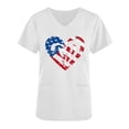 thumbnail image 5 of Haut à Col en V Imprimé pour Femmes, Manches Courtes, Mélange Polyester-Spandex, Détail de Poche, Coupe Décontractée, Blanc, 5 of 5