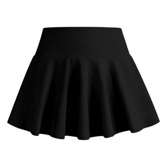 WOYY Girls High Waisted Athletic Skorts Workout Golf Tennis Skirt with Liner, Black, Sizes 5-14