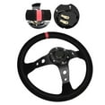 thumbnail image 4 of Universal 35cm 14inch Auto Car Racing Steering Wheel with Horn Aluminum Frame Napped Leather Comfortable  for Most Vehicles Racing Cars, 4 of 7
