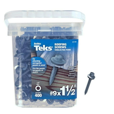 

Teks 21406 Drill Point Hex-Head Roofing Screws #9 x 1-1/2 400-Count