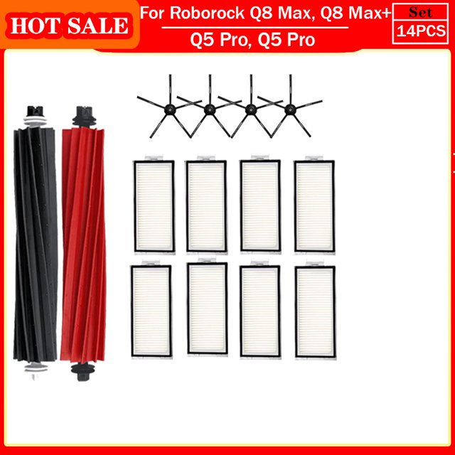 Accessories For Roborock Q5 Pro, Q5 Pro+,Q8 Max, Q8 Max+ Replacement Parts Main Side Brush Hepa Filter Mop Dust Bag