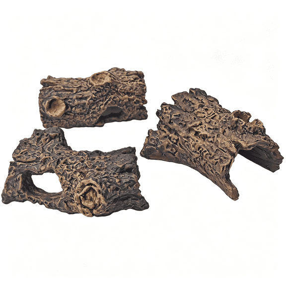 ZULAR 3Pcs Miniature Reptile Climbing Cork Bark Log, Natural Hollow Hideout for Lizard, Snake, Gecko, Bearded Dragon, Aquarium Terrarium Decor, Amphibian Habitat, Fish Tank Cave, Basking Platform