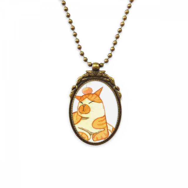 Miaoji pintura acuarela gato naranja Collar Colgante Vintage de bronce antiguo de joyeria de lujo de regalo Unbranded M
