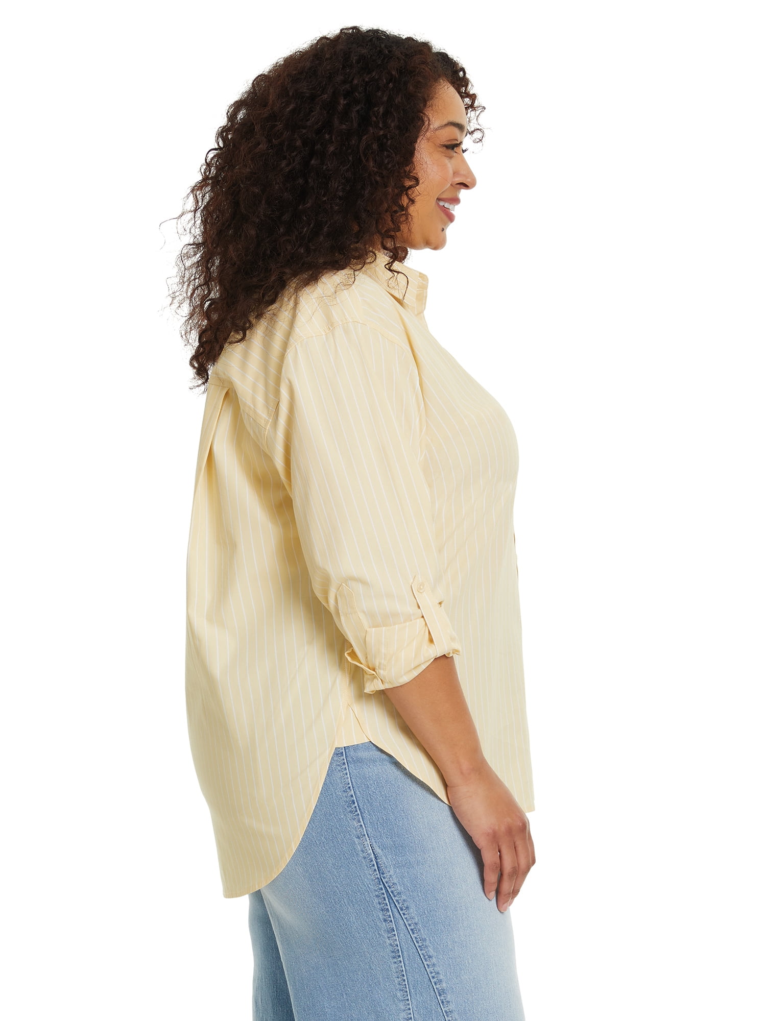 Gloria Vanderbilt Swan Series Women's Plus Amanda Oversized Shirt, Sizes 0X-4X
