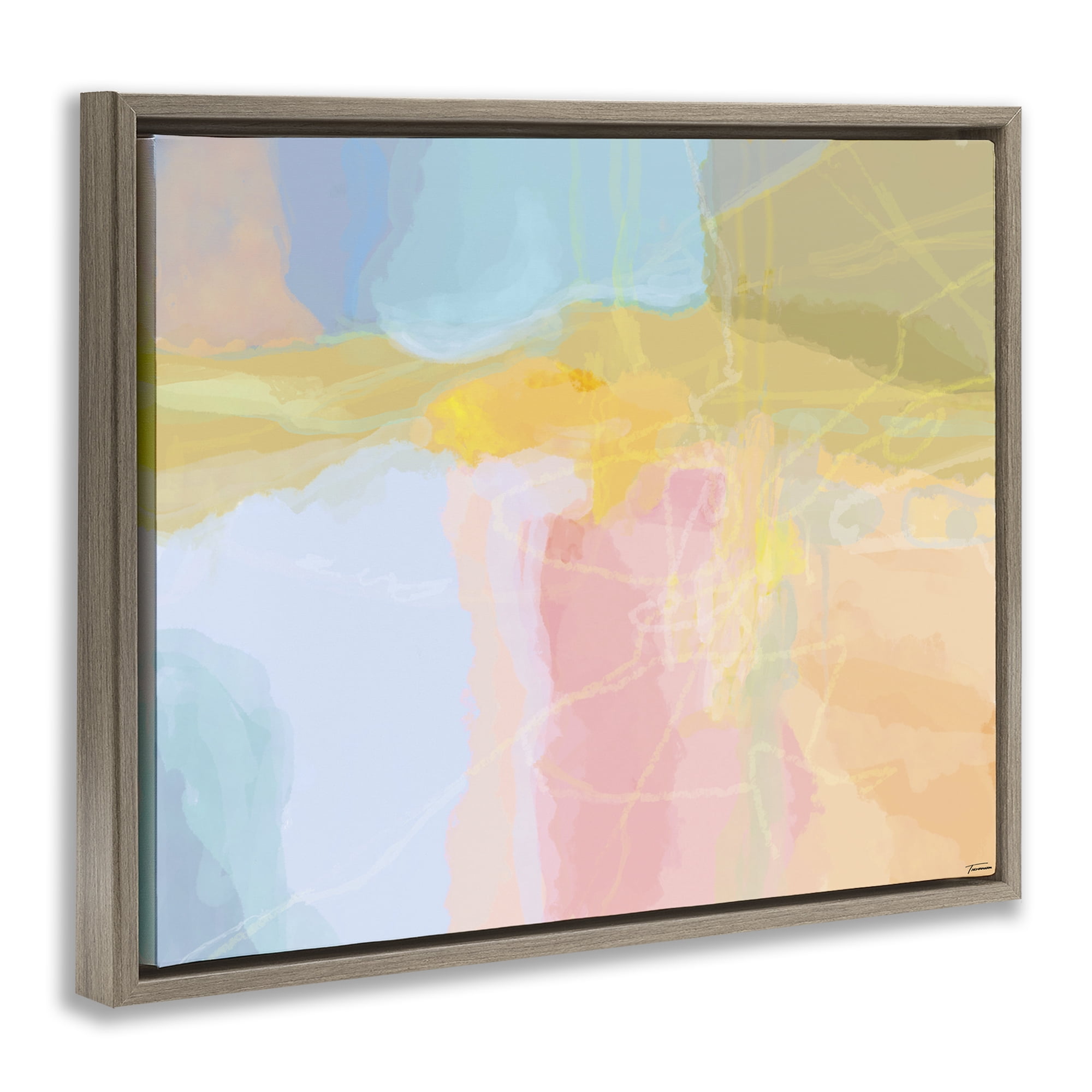 Stupell Industries Pastel Collaged Pattern Abstract Painting Brown Floater Framed Canvas Art Print Wall Art, 21 x 17